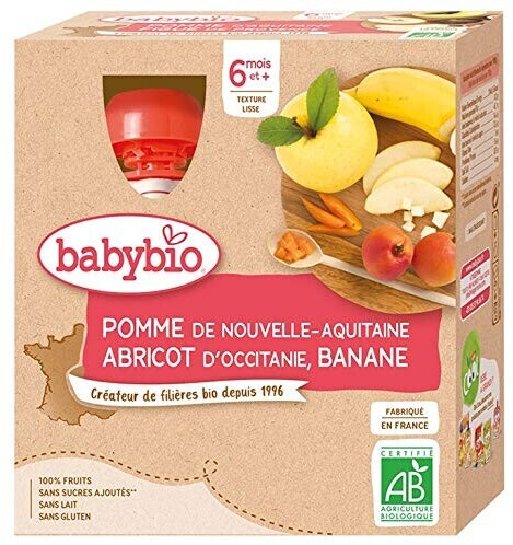 Babybio Fruits - Pomme, abricot et banane (4x90 g)