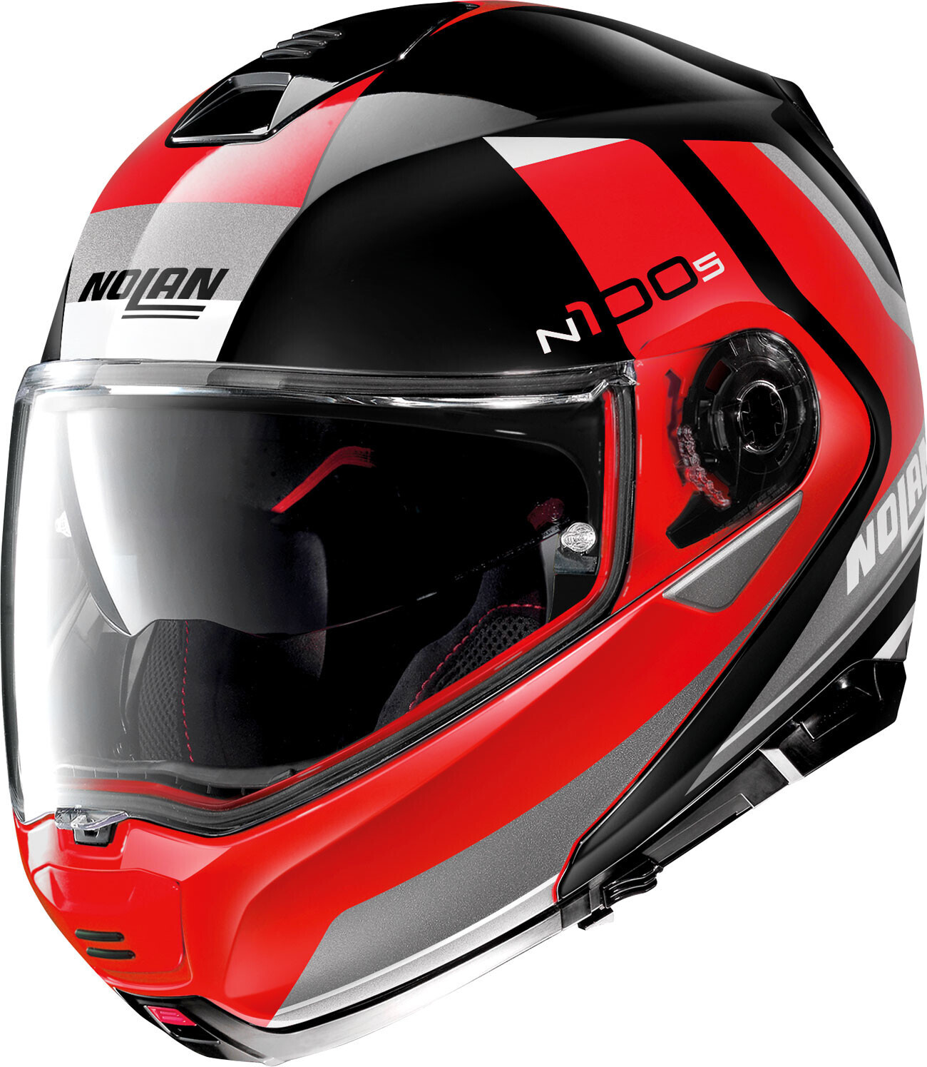Nolan N100-5 Hilltop N-Com rouge/argent/noir