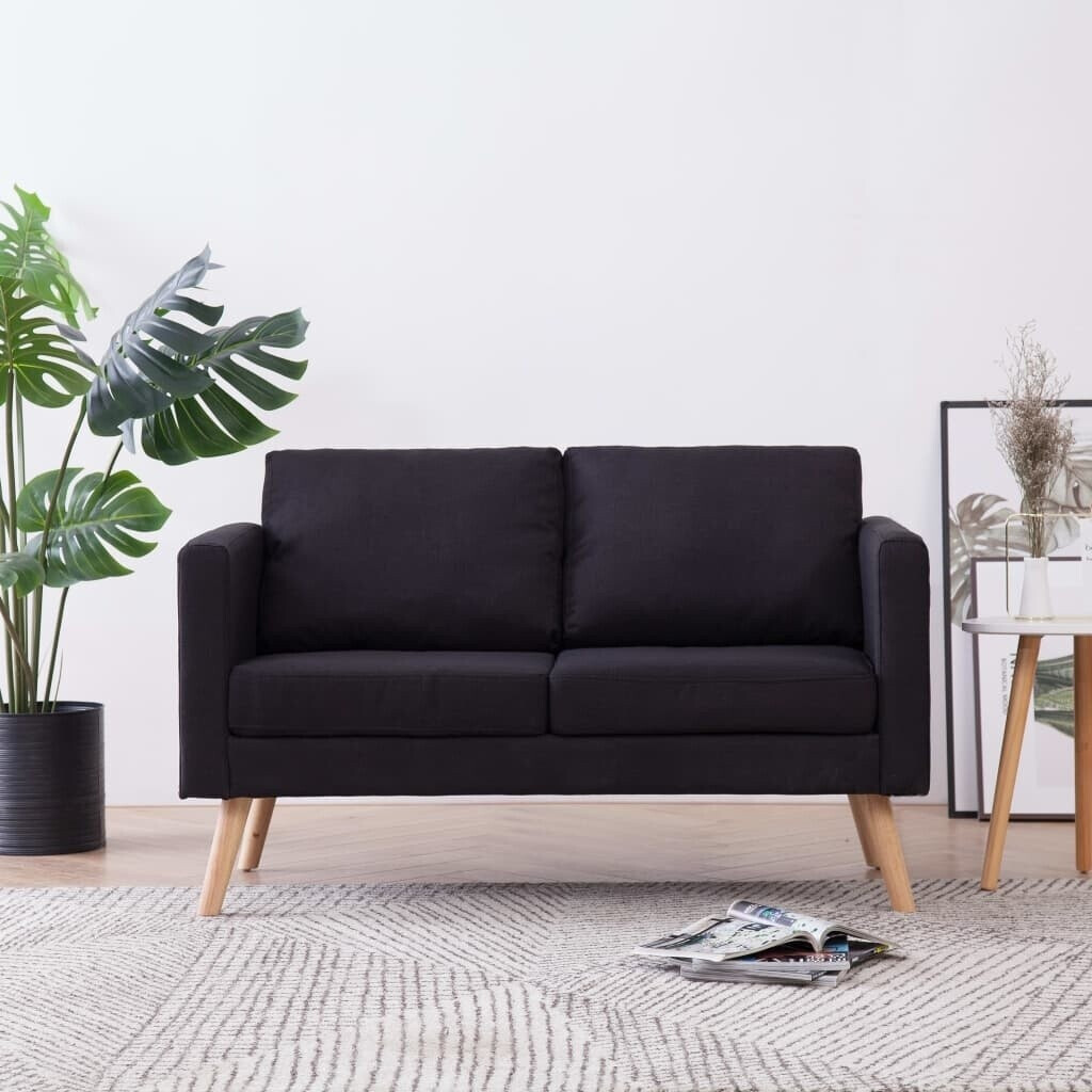 vidaXL Canapé 2 places en tissu noir