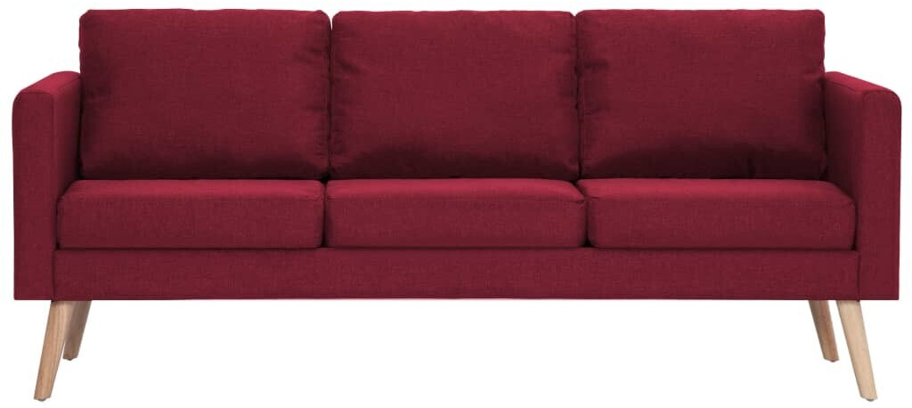 VidaXL Canapé 3 places en tissu bordeaux