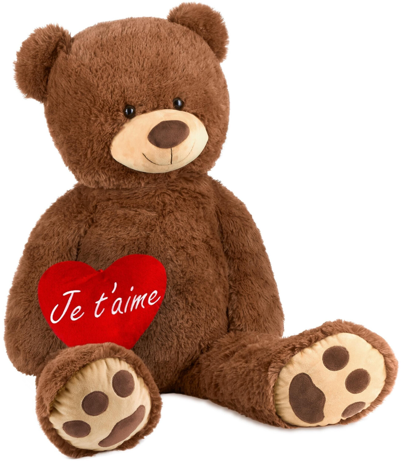 Brubaker Teddybear XXL 100cm with Heart Je t'aime Brown
