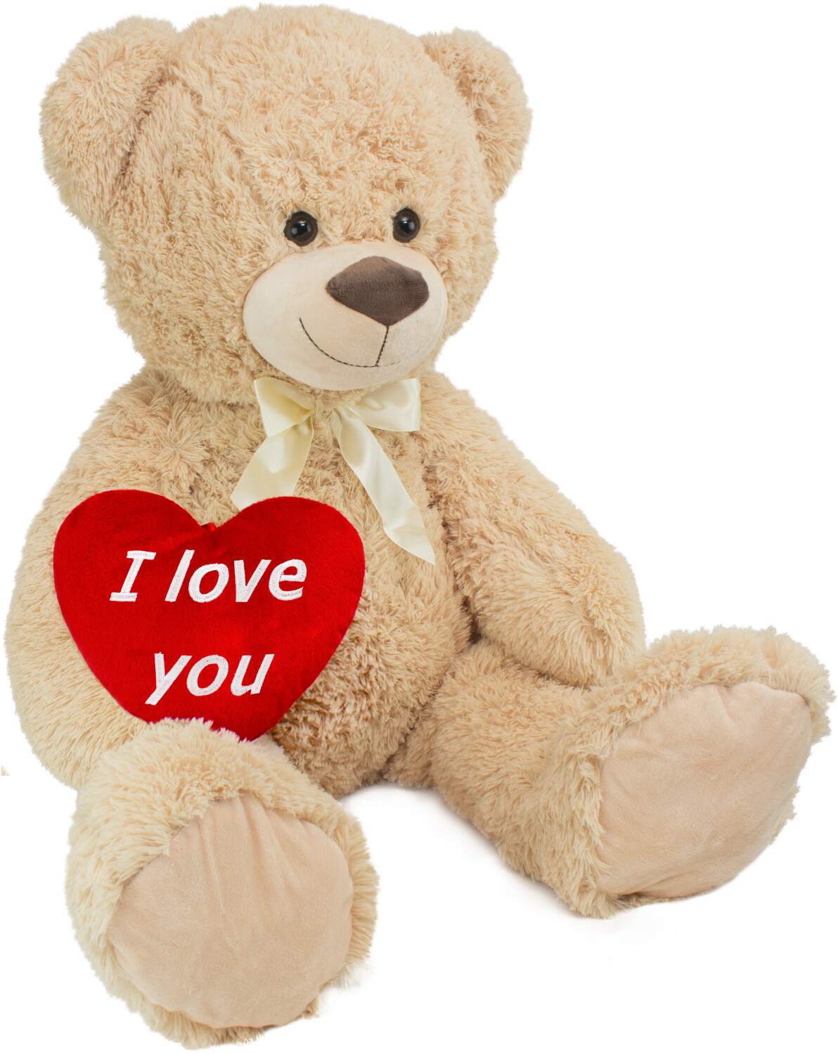 Brubaker Teddybear XXL 100cm with Heart I love you Beige