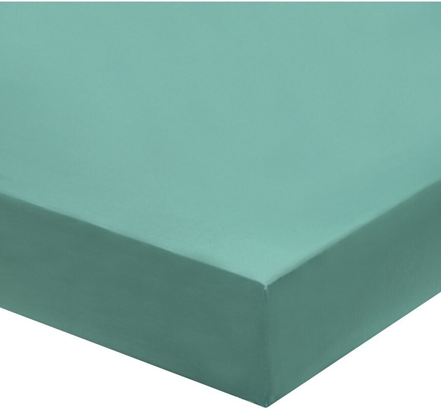 Blanc Des Vosges Drap housse en percale easy 160 x 200 cm bleu canard