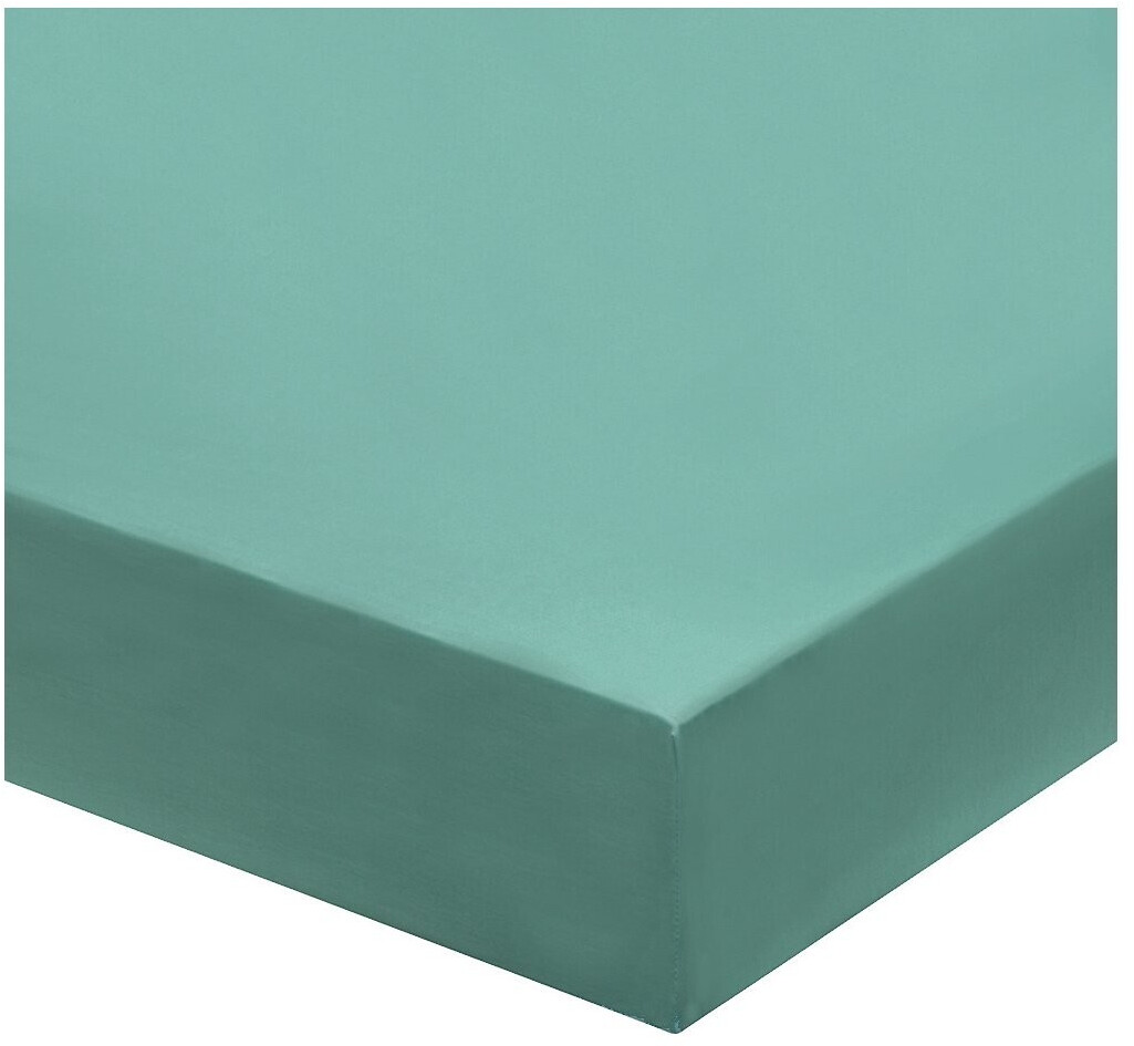 Blanc Des Vosges Drap housse en percale easy 140 x 190 cm bleu canard