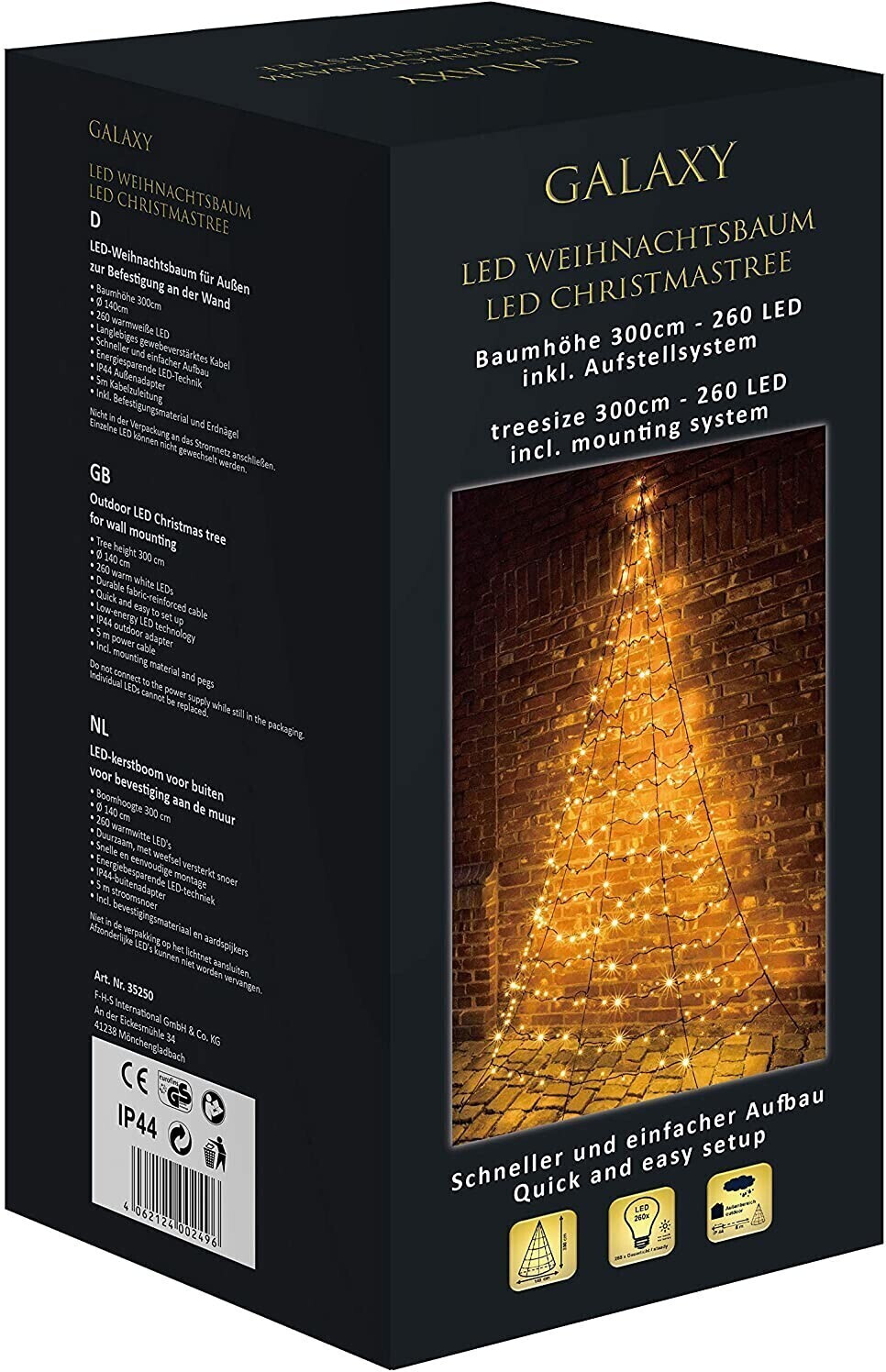 FHS Wandtannenbaum mit 260 LEDs 3m warmweiß (35250) ab 64,99 €