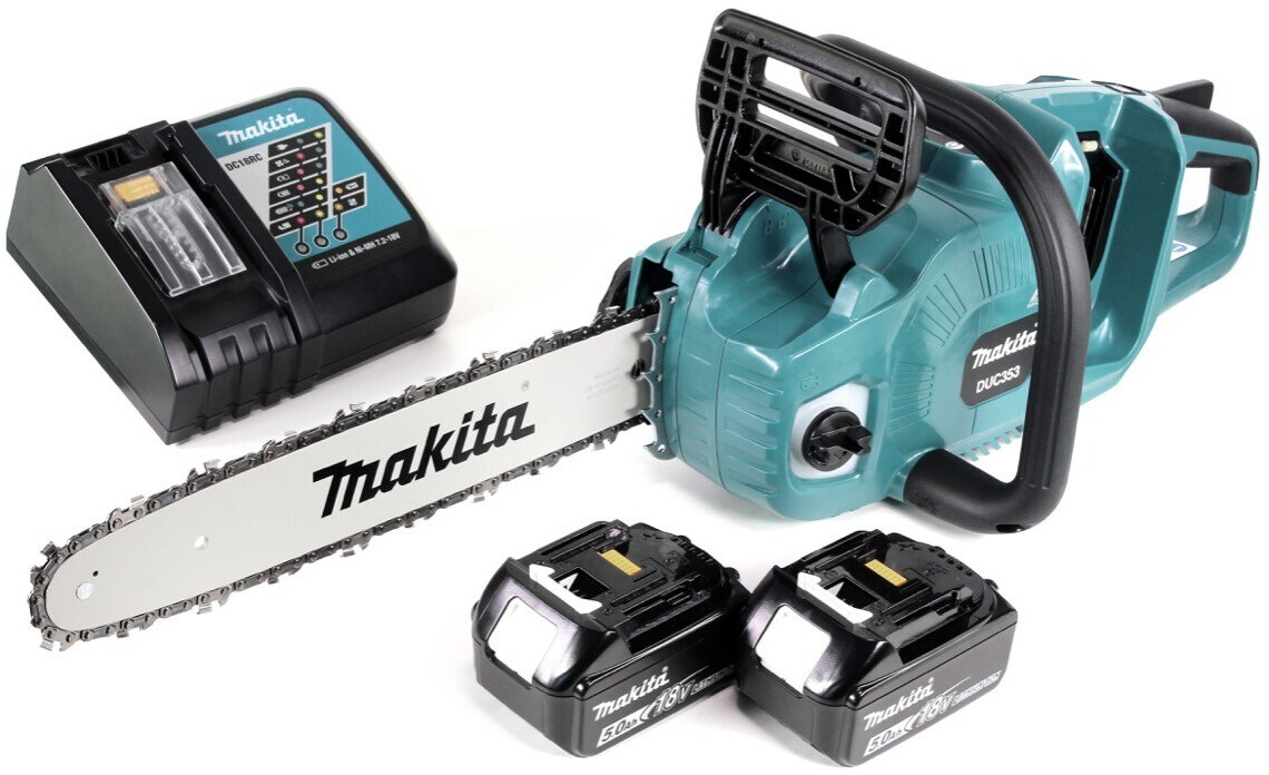 Makita Tronçonneuse sans fil DUC353 RT2 (2 x Batterie 5 Ah + chargeur)