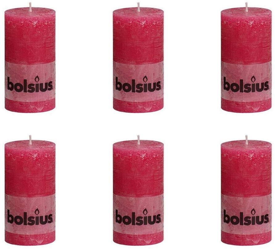 Bolsius Lot de 6 bougies 13 x 6,8 cm fuchsia