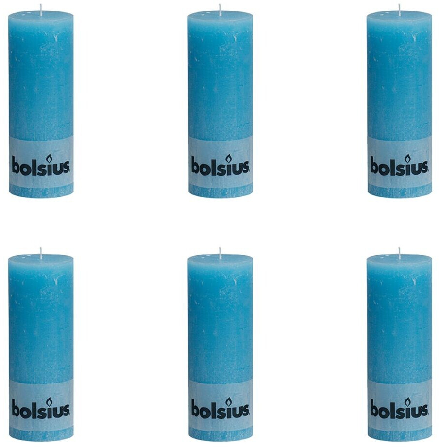 Bolsius Lot de 6 bougies rustiques 19 x 6,8 cm bleu