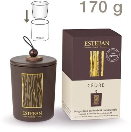 Estéban Bougie déco parfumée rechargeable Cèdre