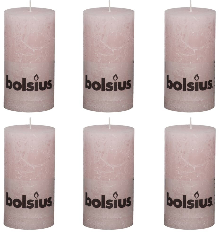 Bolsius Lot de 6 bougies 13 x 6,8 cm rose pastel