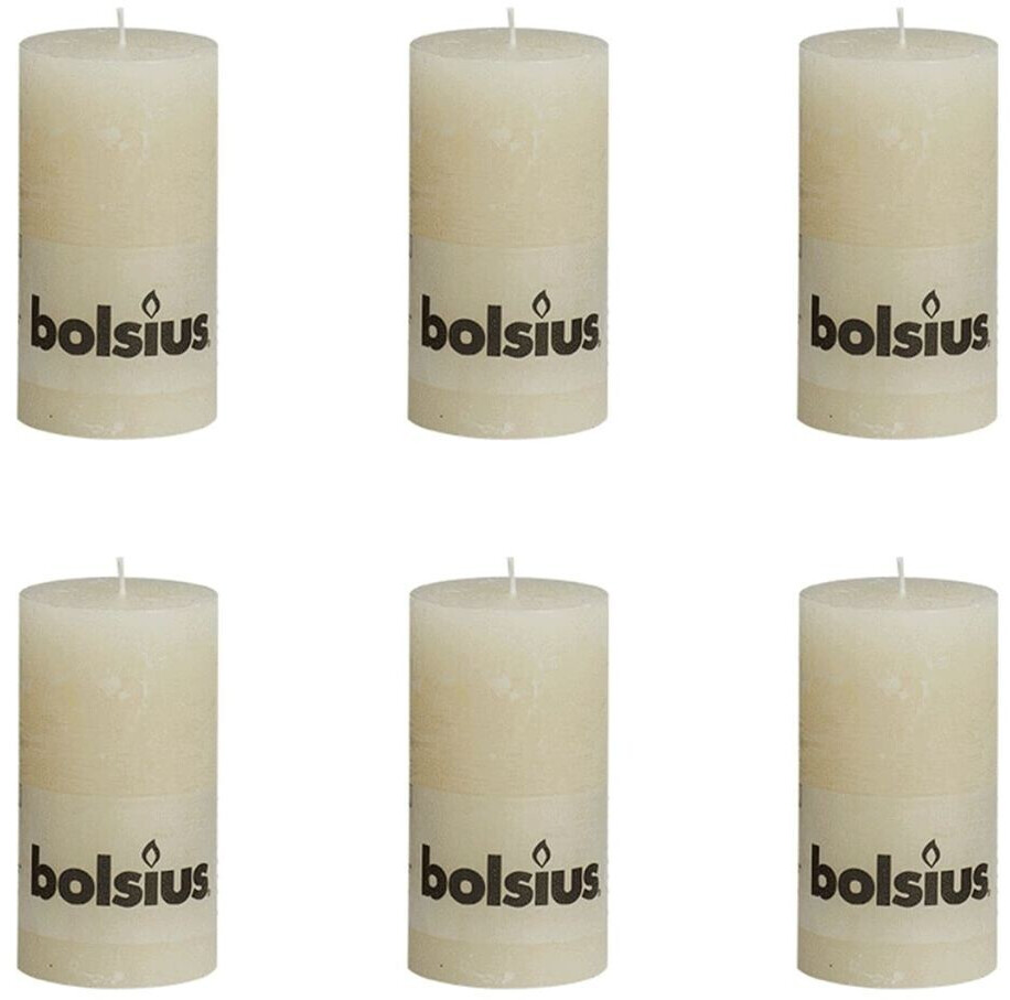 Bolsius Lot de 6 bougies 13 x 6,8 cm ivoire