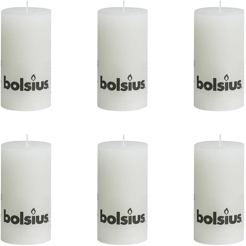 Bolsius Lot de 6 bougies 13 x 6,8 cm blanc