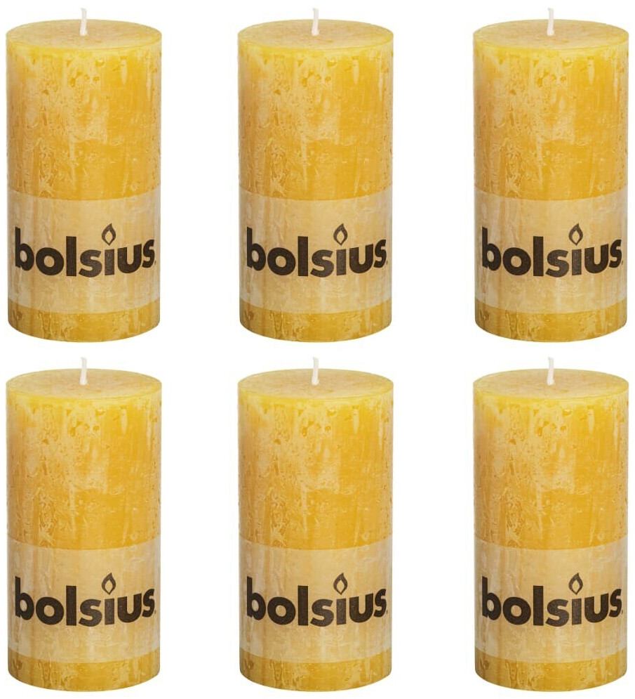 Bolsius Lot de 6 bougies 13 x 6,8 cm jaune ocre