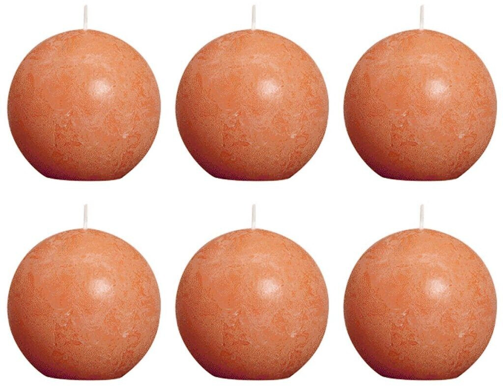 Bolsius Bougie boule rustique 80 mm orange (6 pièces)