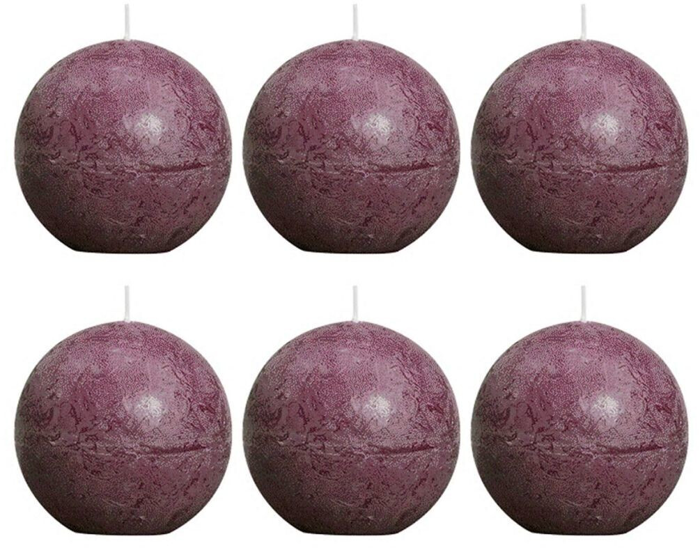 Bolsius Bougie boule rustique 80 mm violet (6 pièces)