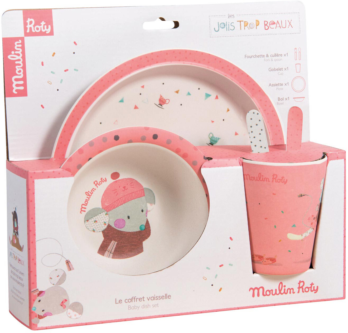 Moulin Roty Set vaisselle Les Jolis Trop Beaux rose