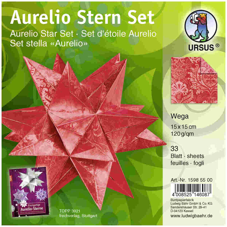 Ursus Aurelio Star Set 120g/m² 15x15cm 33 Sheet Wega Red