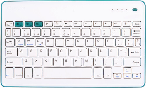 Silver HT Wireless BT Keyboard white + blue