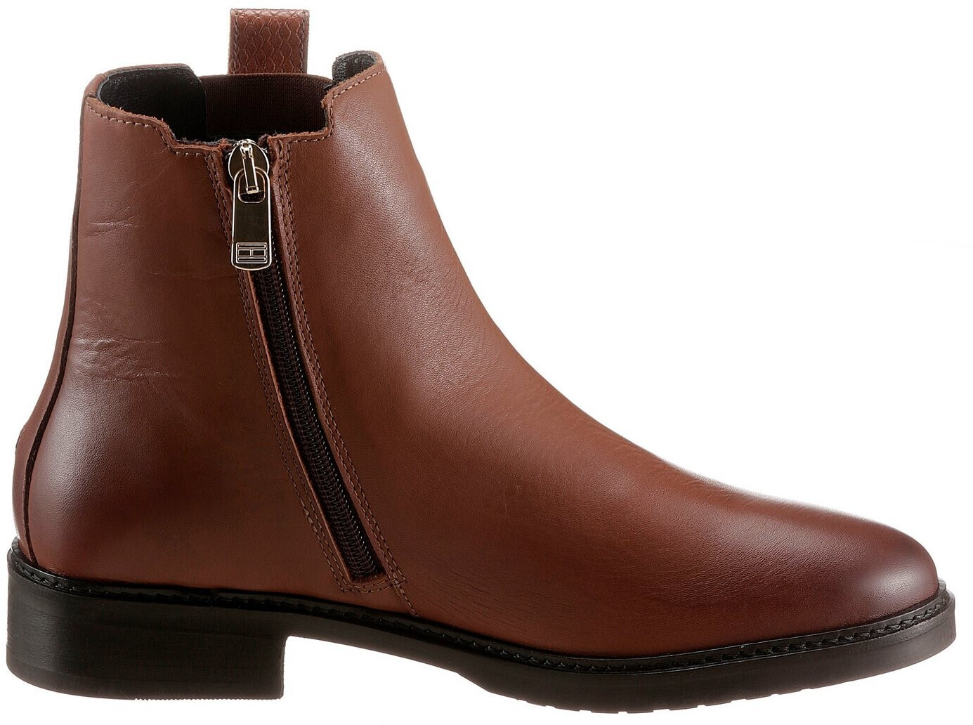 tommy hilfiger monogram plaque long leather boots