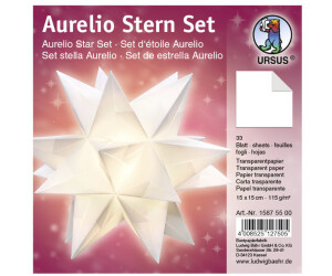 Ursus Twinkle Star, Blanc, Env. 19,3 X 18,3 X 8 Cm, Vierge En Carton Photo 300 G/m² Découpé Au Laser Et Rainuré, 2 étoiles En Papier Transparent 115 G/m², Support Pour Lanterne