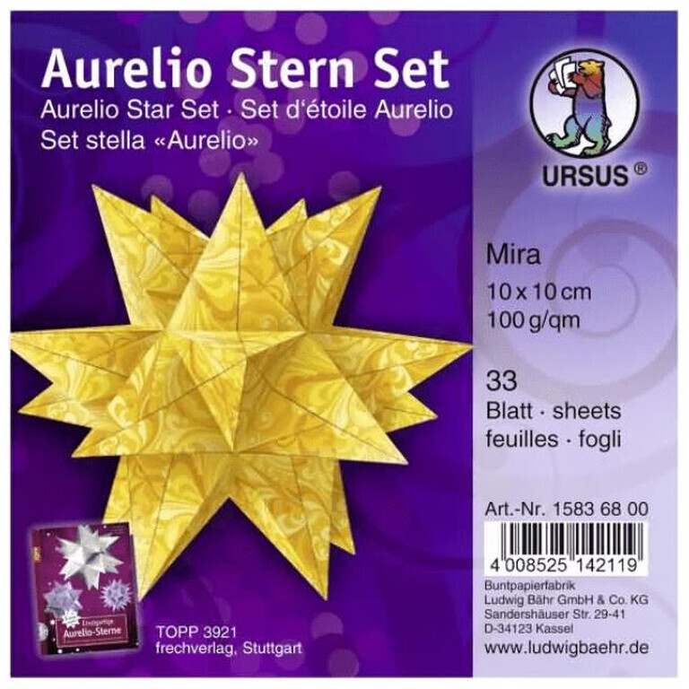 Ursus Aurelio Star Set 100g/m² 10x10cm 33 Sheets Mira Yellow