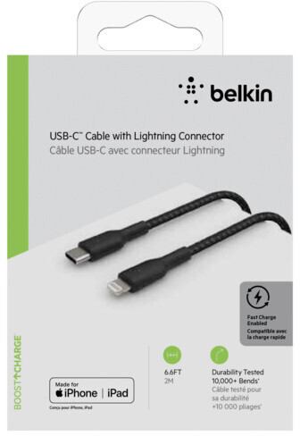 Câble renforcé USB-C vers Lightning avec LED témoin de charge de Belkin (1m)