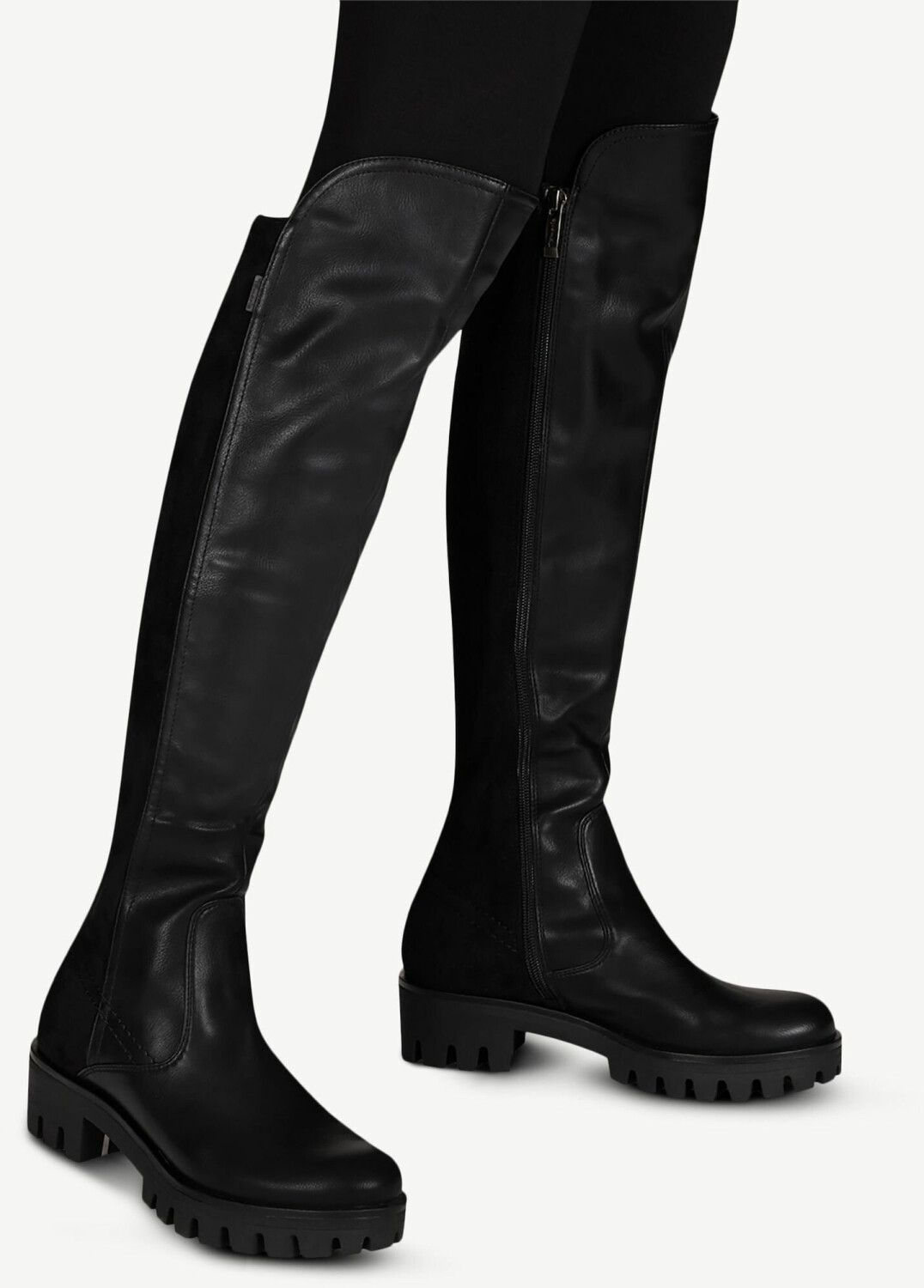 Tamaris Overknee Stiefel – Schwarz, Schmale Passform, Mit Blockabsatz & Gepolsterter Decksohle