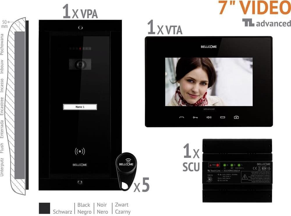 Bellcome Kit vidéo Advanced 7 pouces 1 foyer noir