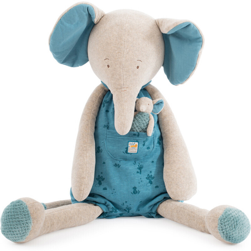 Moulin Roty Éléphant géant et son doudou 88 cm