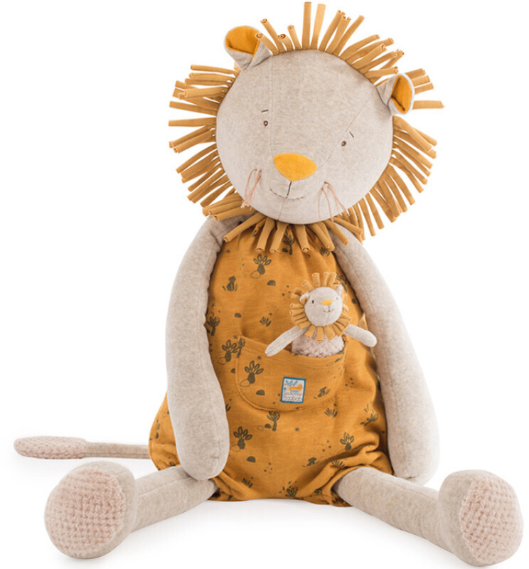 Moulin Roty Lion géant et son doudou 80 cm