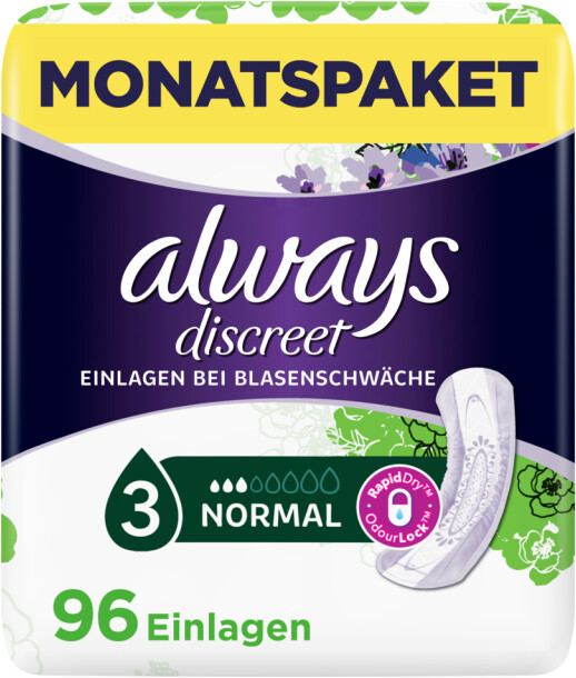 Always Discreet Incontinence Pantyliner mormal (96 pcs)