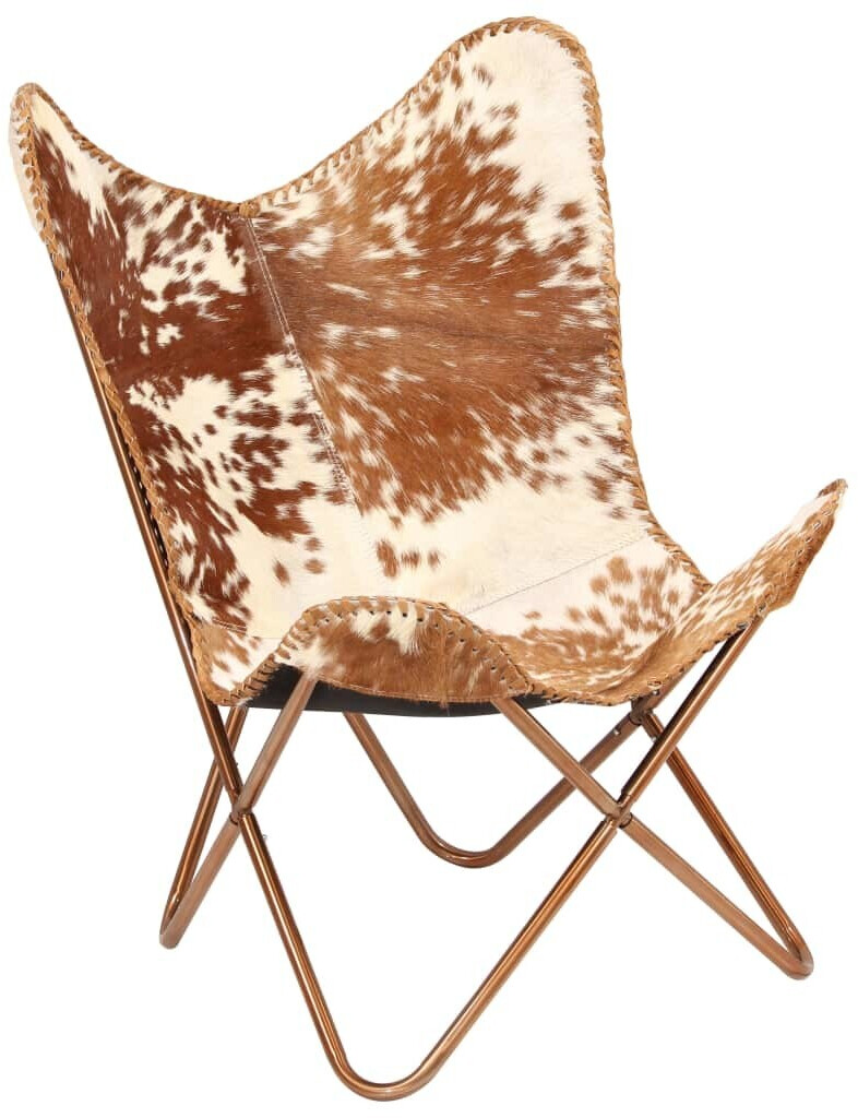 VidaXL Chaise papillon en cuir marron/blanc