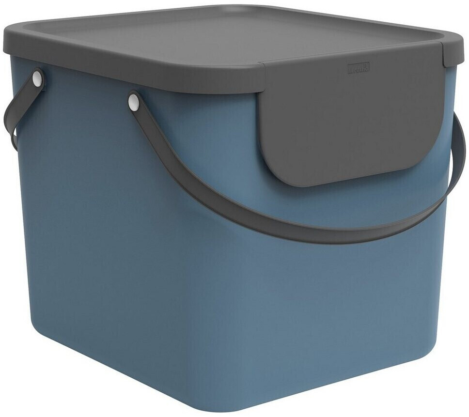 Rotho Albula Jeu de 2 systèmes de tri des déchets 40l pour la cuisine,  Plastique (PP) sans BPA, anthracite/bleu, 2 x 40l (40.0 x 35.8 x 34.0 cm)