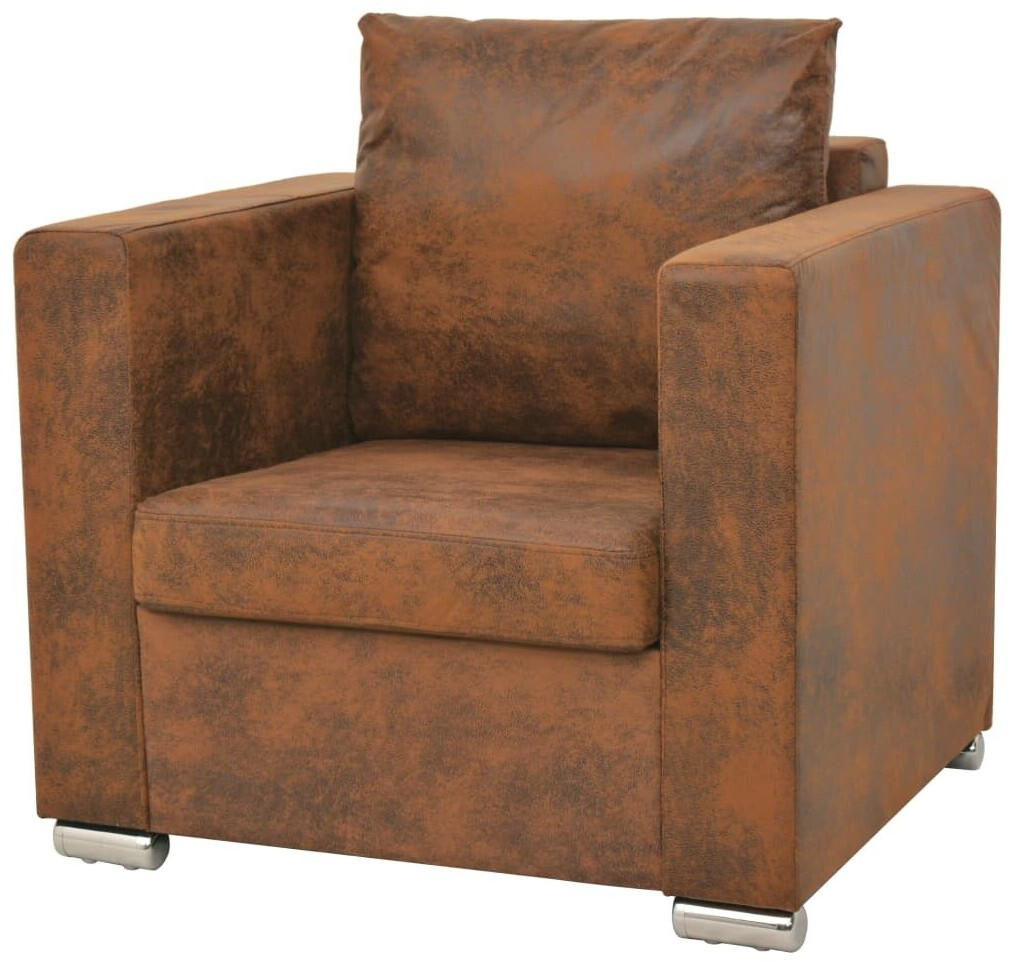 vidaXL Fauteuil en similicuir daim marron