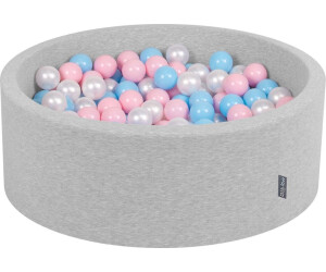 Piscina De Bolas KiddyMoon De 90x30 Cm Con 200 Bolas De 7 Cm – Color Menta, Blanco Y Gris, Funda Oeko-Tex Lavable, Ideal Para La Integración Sensorial De Bebés