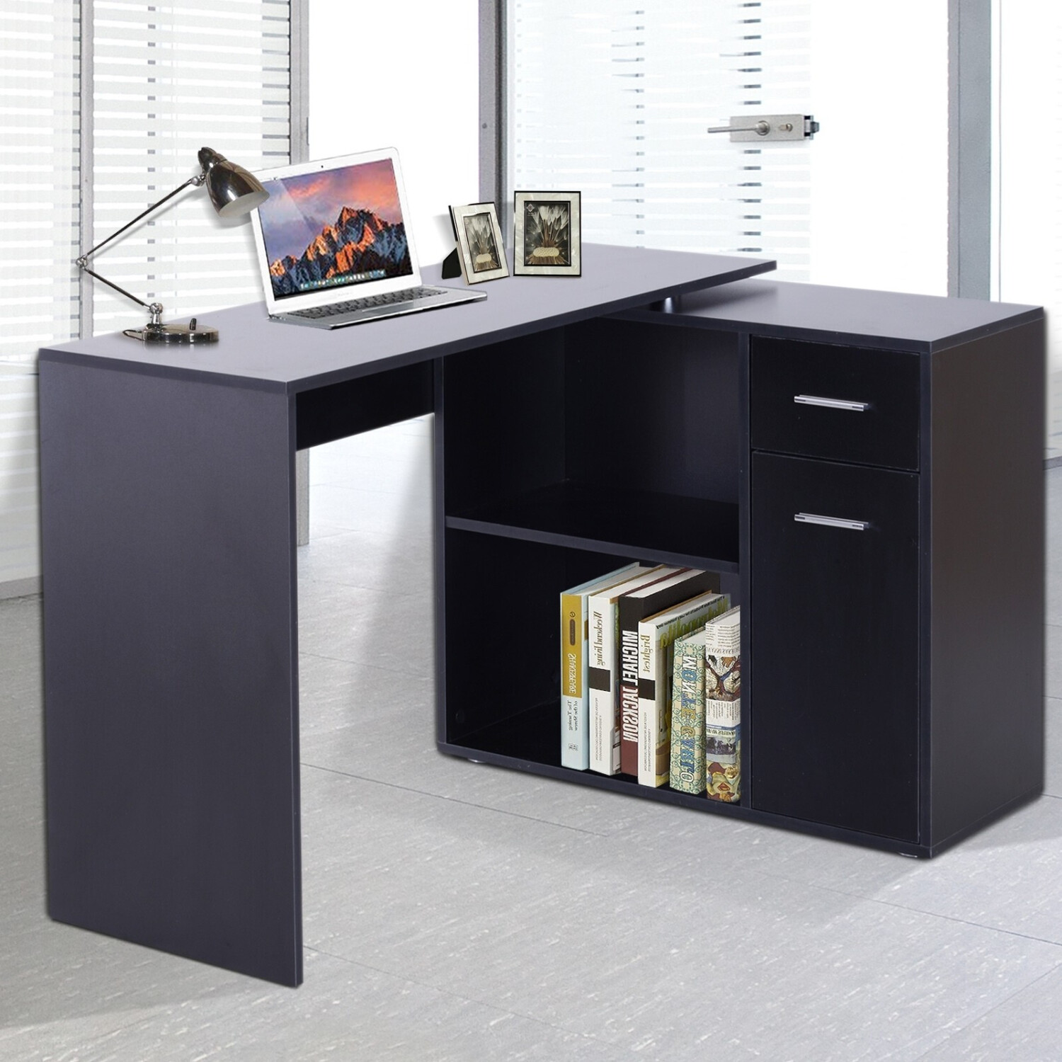 HomCom Bureau informatique modulable noir