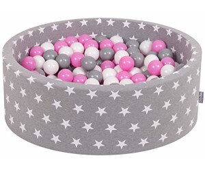 KiddyMoon Piscine à Balles 7Cm pour Bébé Rond Fabriqué En UE, Gris Clair:  Blanc/ Gris/ Rose Poudré