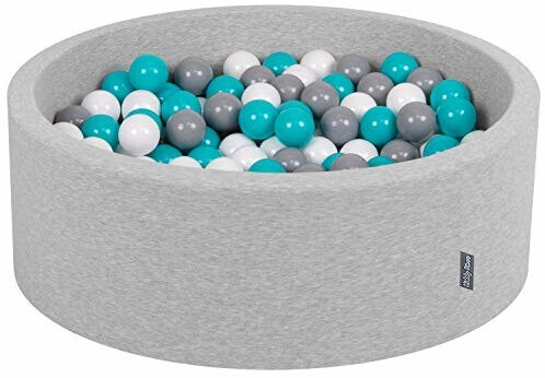 KiddyMoon Piscine à balles ronde 90 x 30 cm avec 300 balles gris/blanc/turquoise