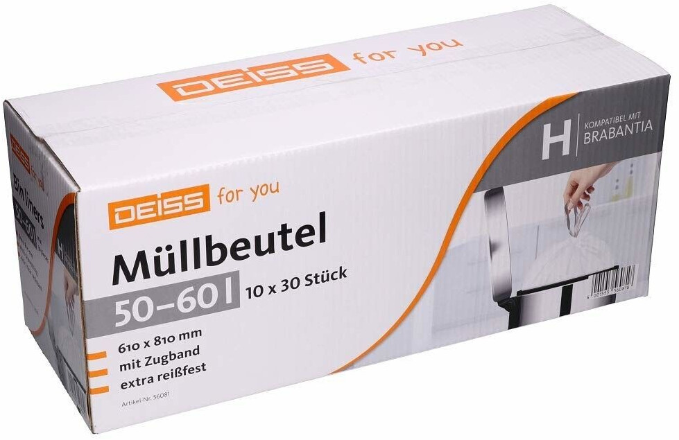 Deiss 56081 Bin Liners 50-60 L white (10 x 30 pcs)