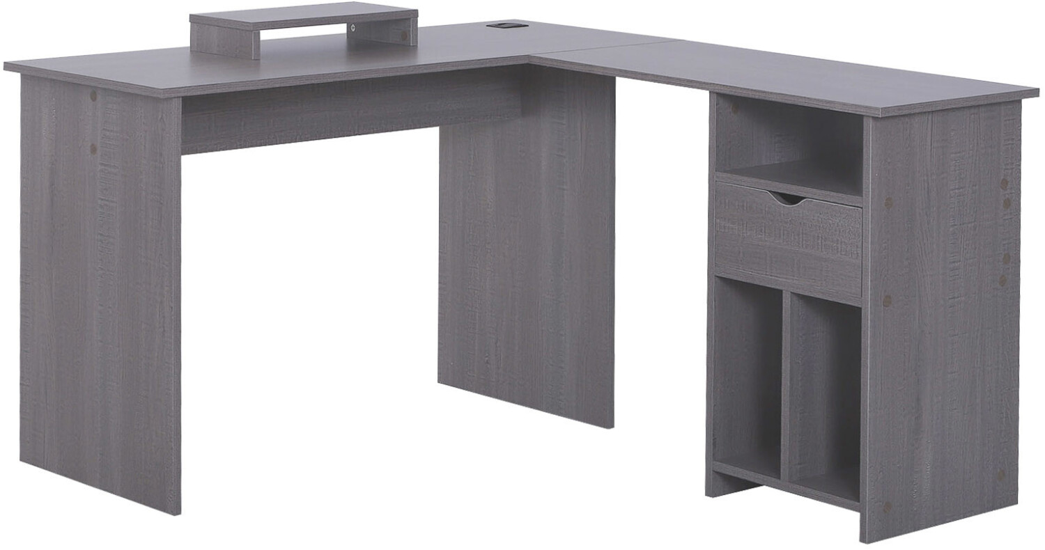 HomCom Bureau d'angle informatique gris