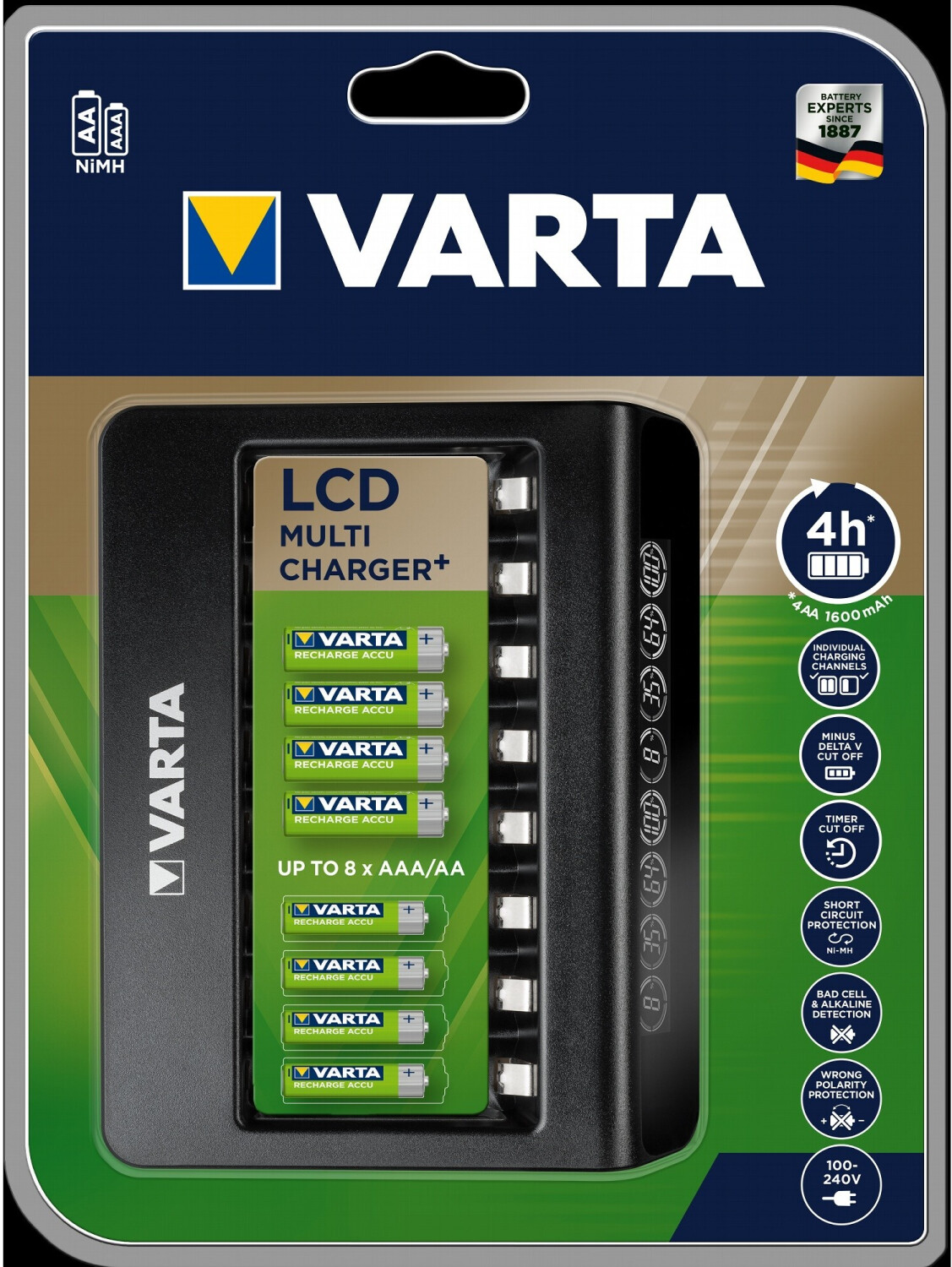 Cargador VARTA LCD Multi Charger 8 Pilas Recargables AA y AAA No Incl.
