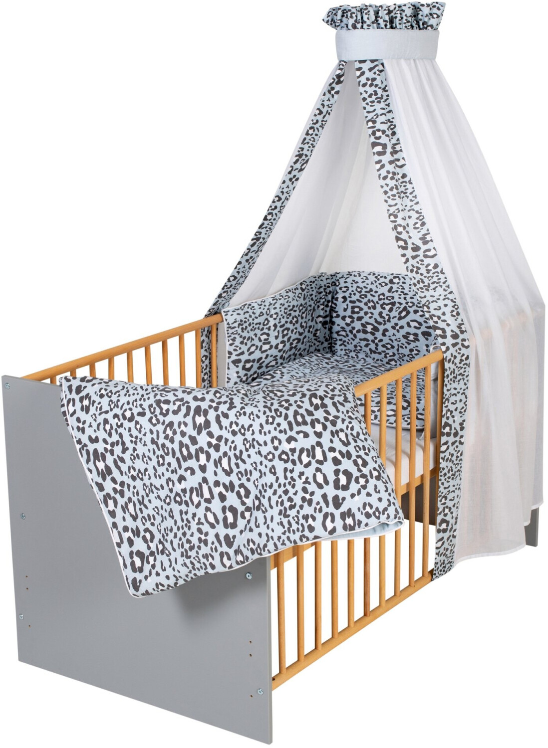Schardt Baby Bed with Bed Set Classic Grey 70x140 cm Leo Blue