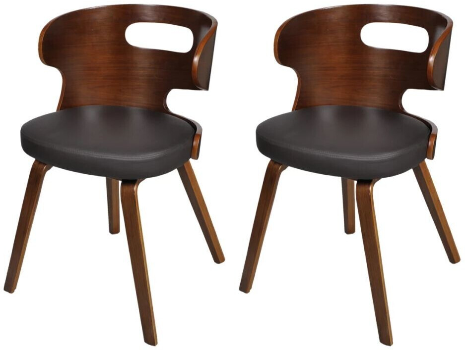 vidaXL Chaises en bois foncé et similicuir (2 pièces)