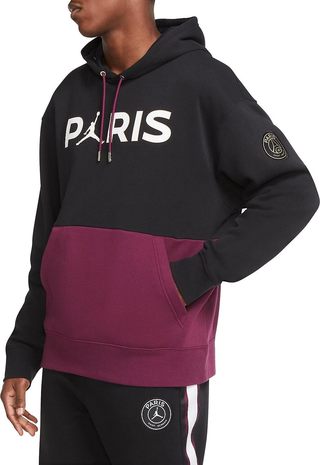 Nike Paris Saint-Germain Fleece Pullover Hoodie black/bordeaux/metallic gold/white