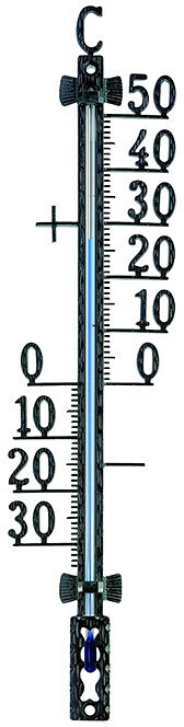 TFA Dostmann Analoges Außenthermometer, 12.5001.01_SB, aus Metall,  wetterfest, Außentemperaturkontrolle, 27,5 cm hoch, schwarz : :  Garten