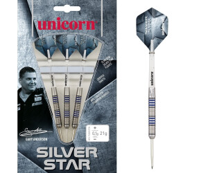 Gripper Stems 23g 25g Unicorn Gary Anderson Silver Star 80% Tungsten Darts 