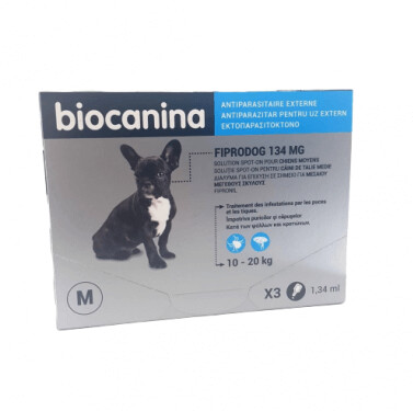 Biocanina Fiprodog Spot-on chien moyen 10-20 kg 134 mg (3 pipettes)