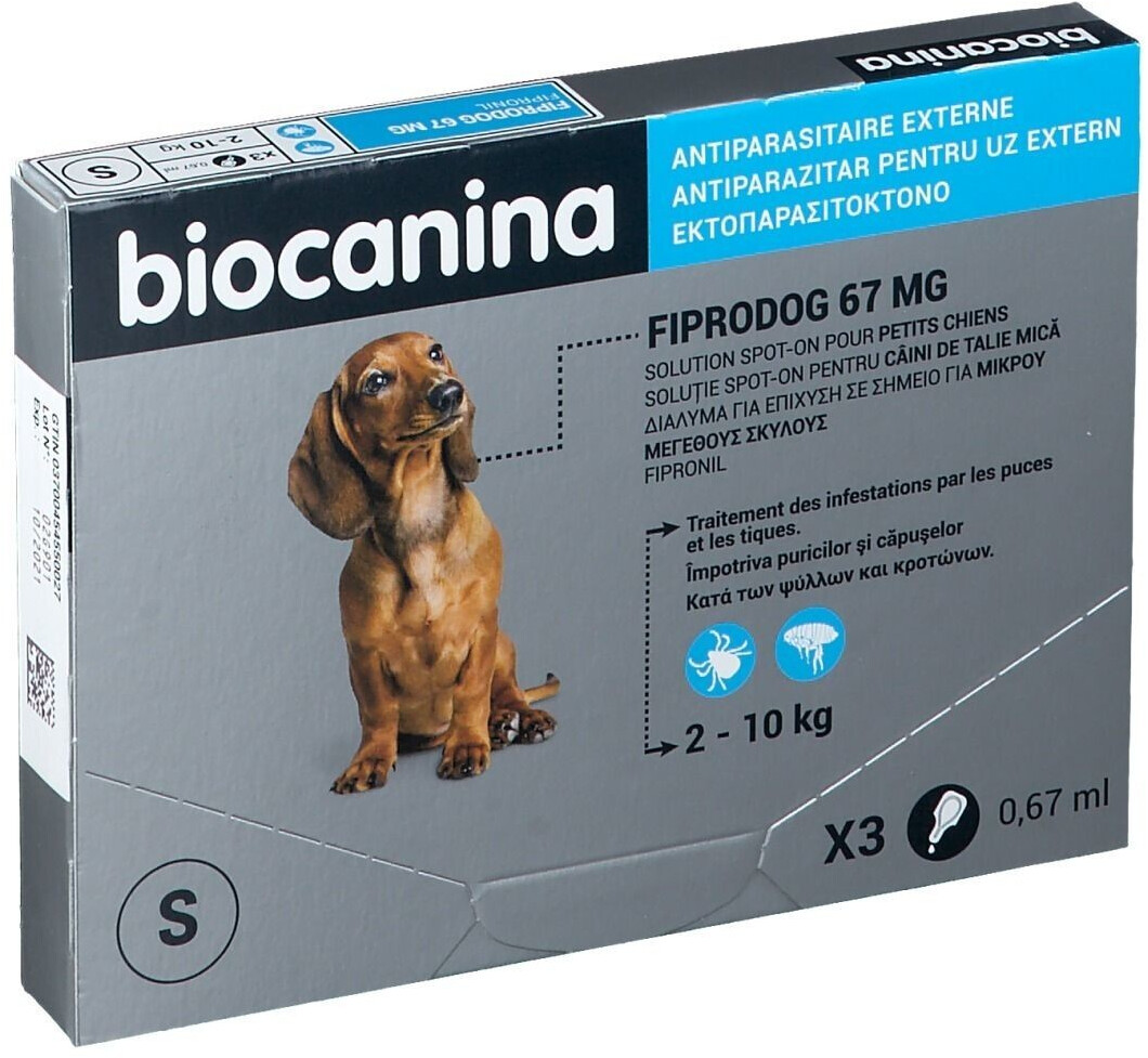 Biocanina Fiprodog Spot-on petit chien 2-10 kg 67 mg (3 pipettes)