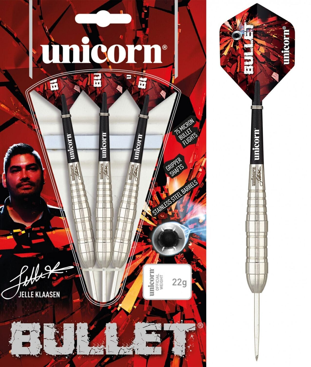 Unicorn Darts Jelle Klaasen Bullet Steeltip red/black 20g