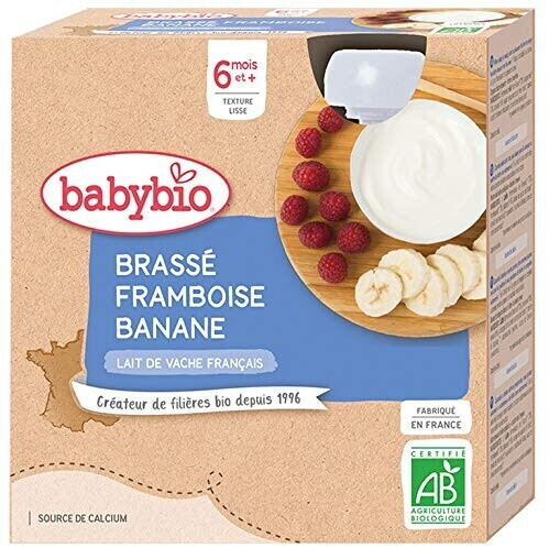 Babybio Desserts lactés - Brassé framboise banane (4x85 g)